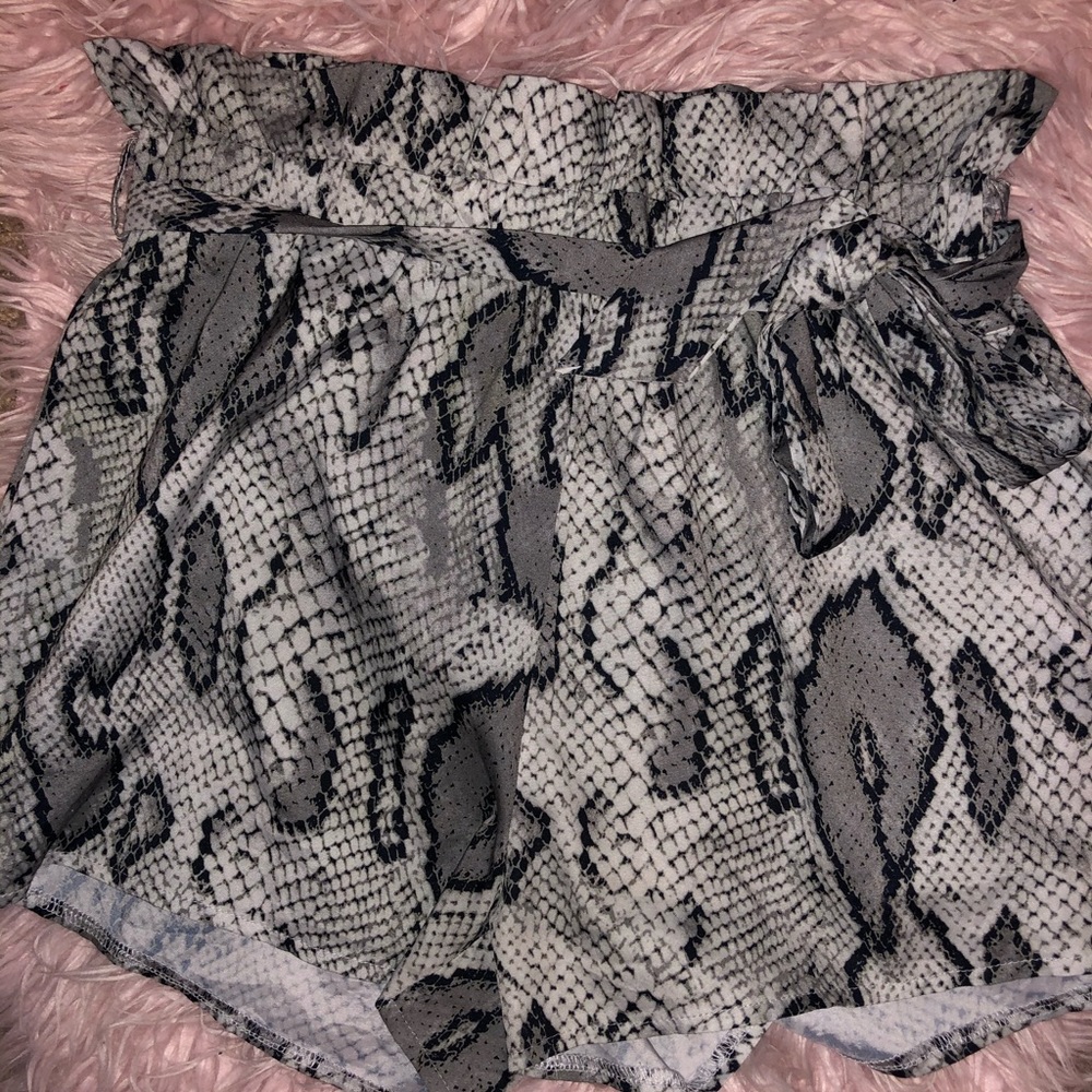 High waisted snakeskin shorts